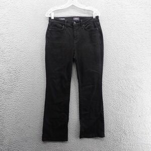 NYDJ Not Your Daughters Barbara Bootcut Jeans 8 Petite Black Womens Mid‎ Rise